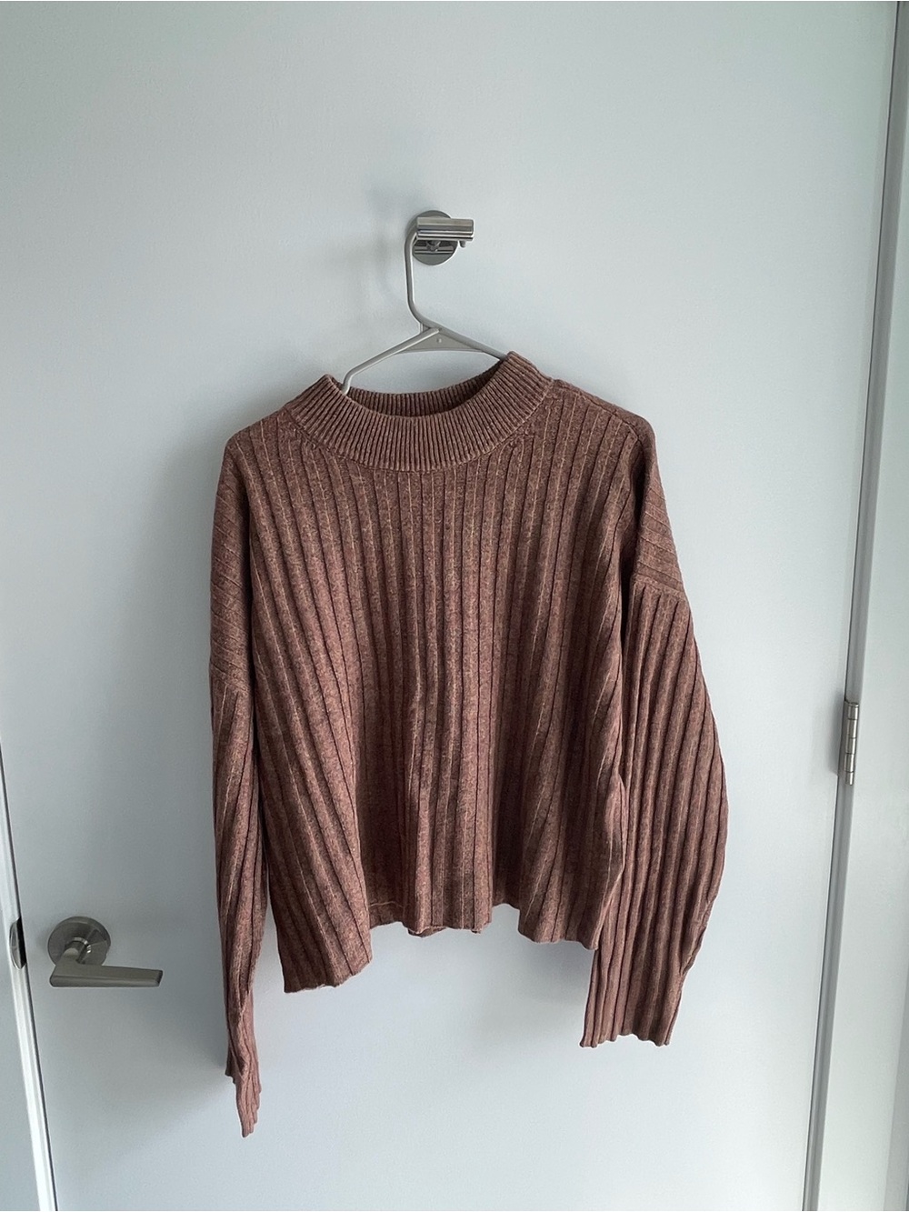 Madewell Ribbed Mock Neck Sweater in Brown